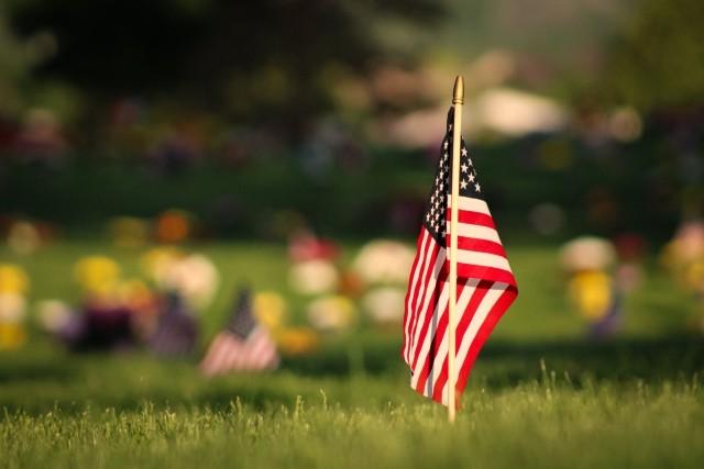 American flag on lawn